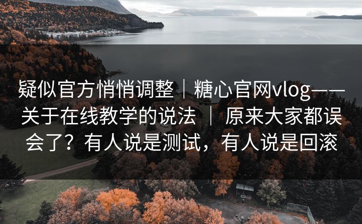 疑似官方悄悄调整｜糖心官网vlog——关于在线教学的说法 ｜ 原来大家都误会了？有人说是测试，有人说是回滚